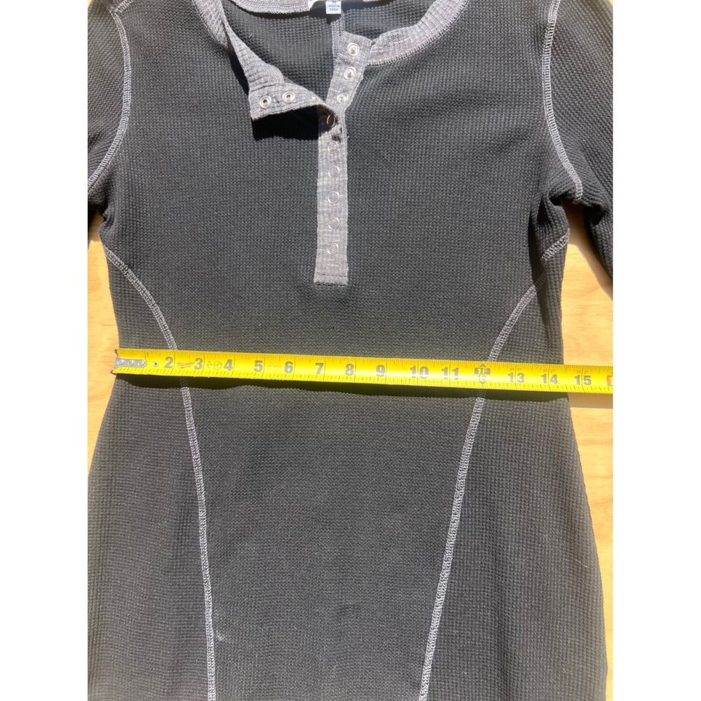 White Birch Womens Waffle Knit Henley Top Charcoal Black Long Sleeve Medium - Picture 6 of 7